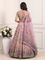 Lavender Pichwai printed georgette silk celebration lehenga