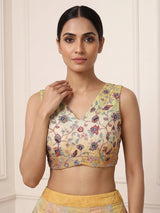 Multi colour heritage Pichwai georgette silk lehenga ensemble