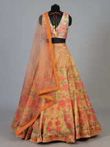 Orange scenic Pichwai georgette silk festive lehenga attire
