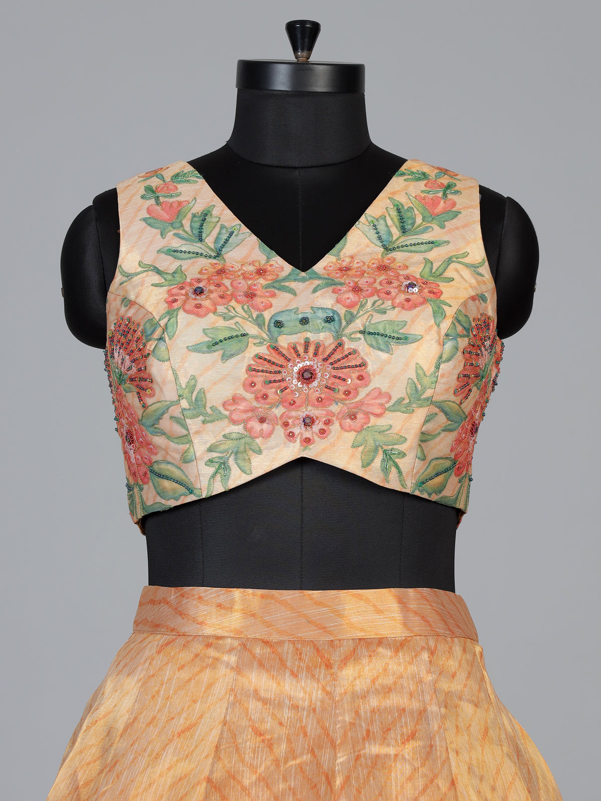 Orange scenic Pichwai georgette silk festive lehenga attire