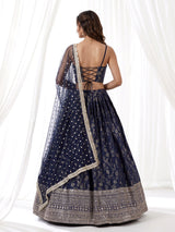 Blue corset inspired cotton silk wedding lehenga attire