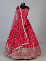 Rani pink corset style cotton silk festive lehenga choli ensemble