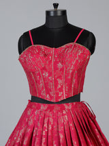 Rani pink corset style cotton silk festive lehenga choli ensemble