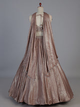 Onion pink tissue silk party wear lehenga choli look