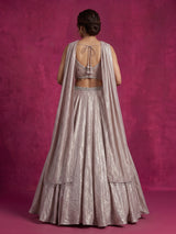 Baby pink tissue silk choker festive lehenga choli