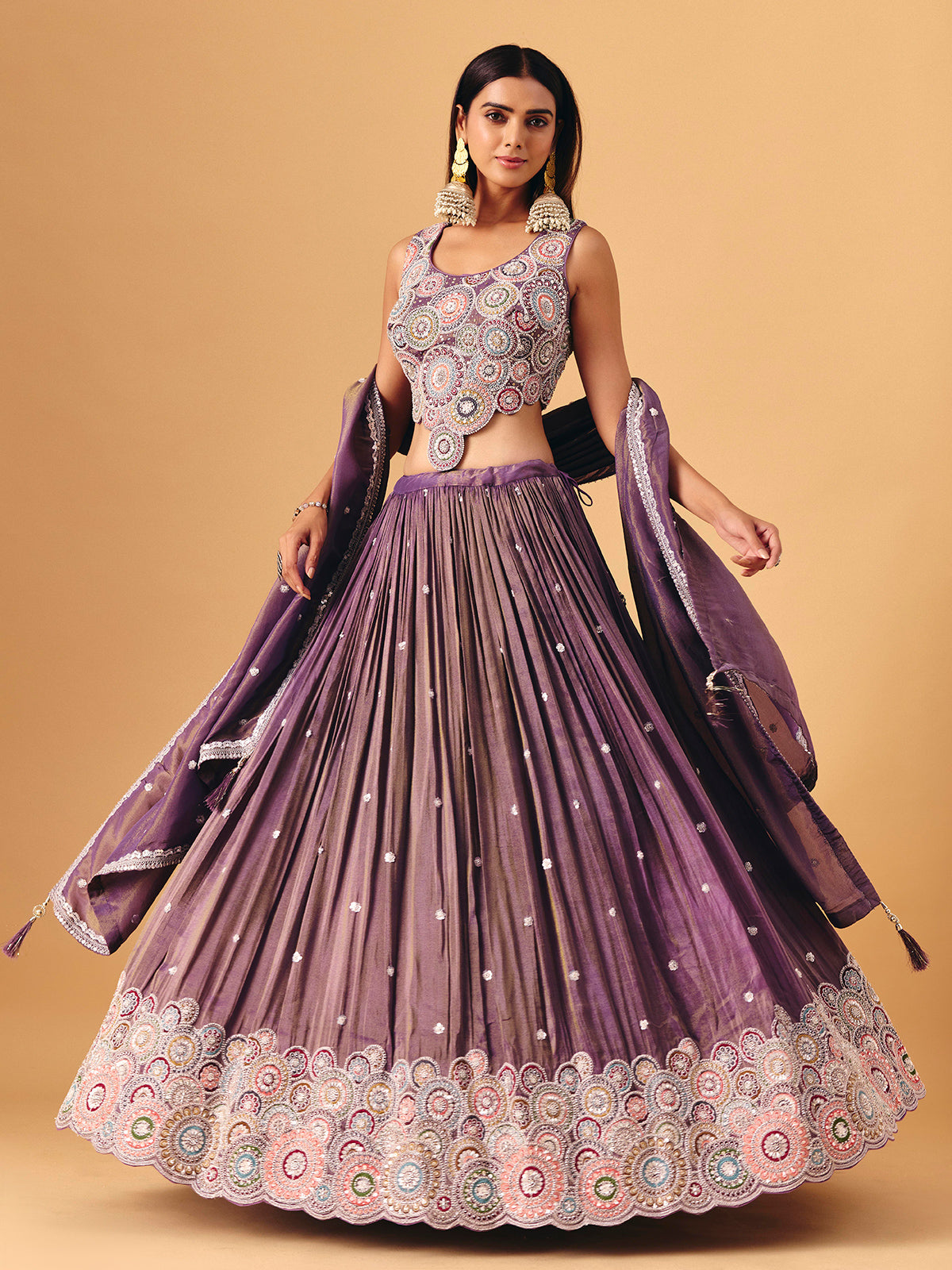 Pastel purple silk lehenga choli subtle festive elegance for women