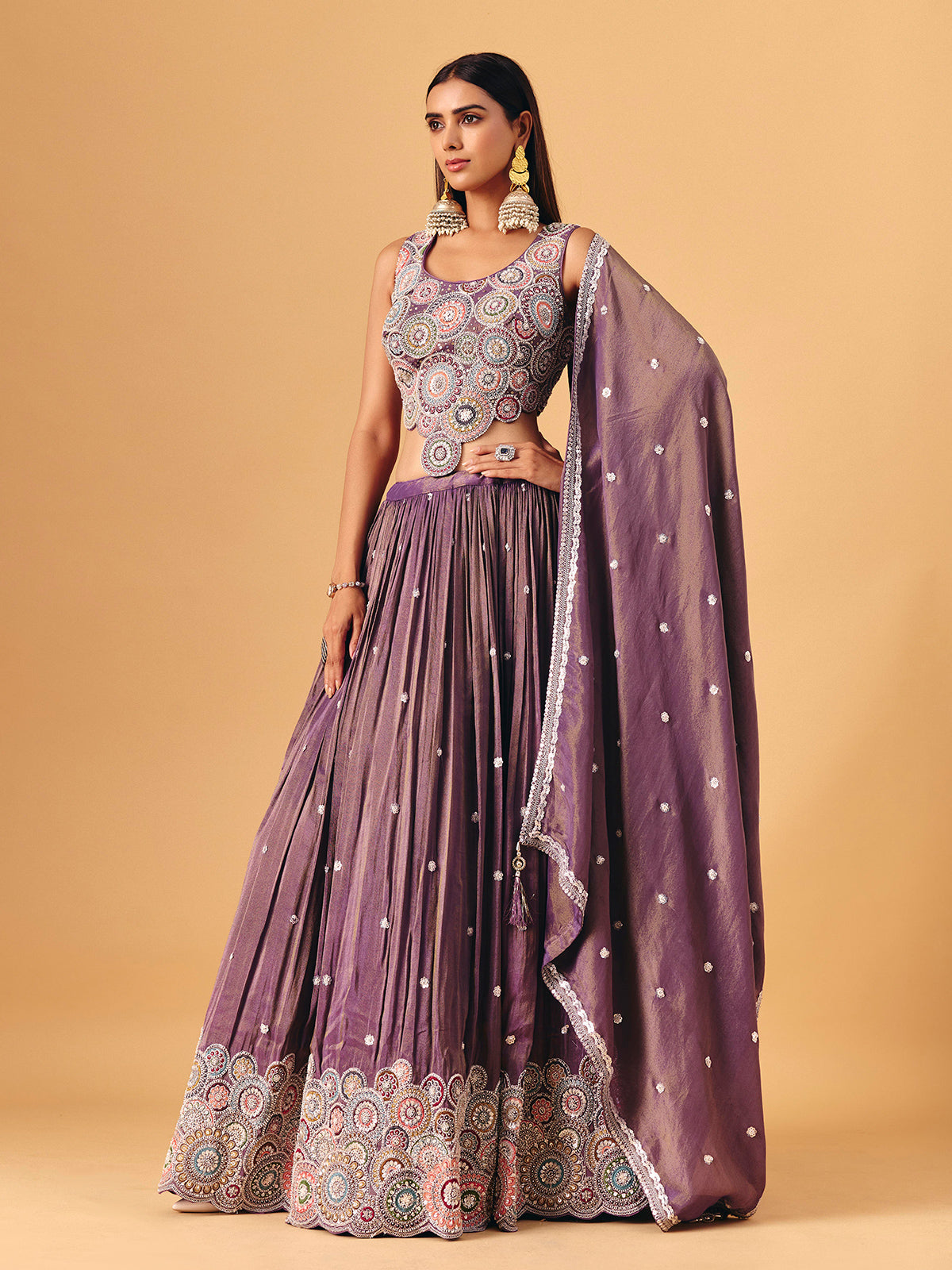 Pastel purple silk lehenga choli subtle festive elegance for women