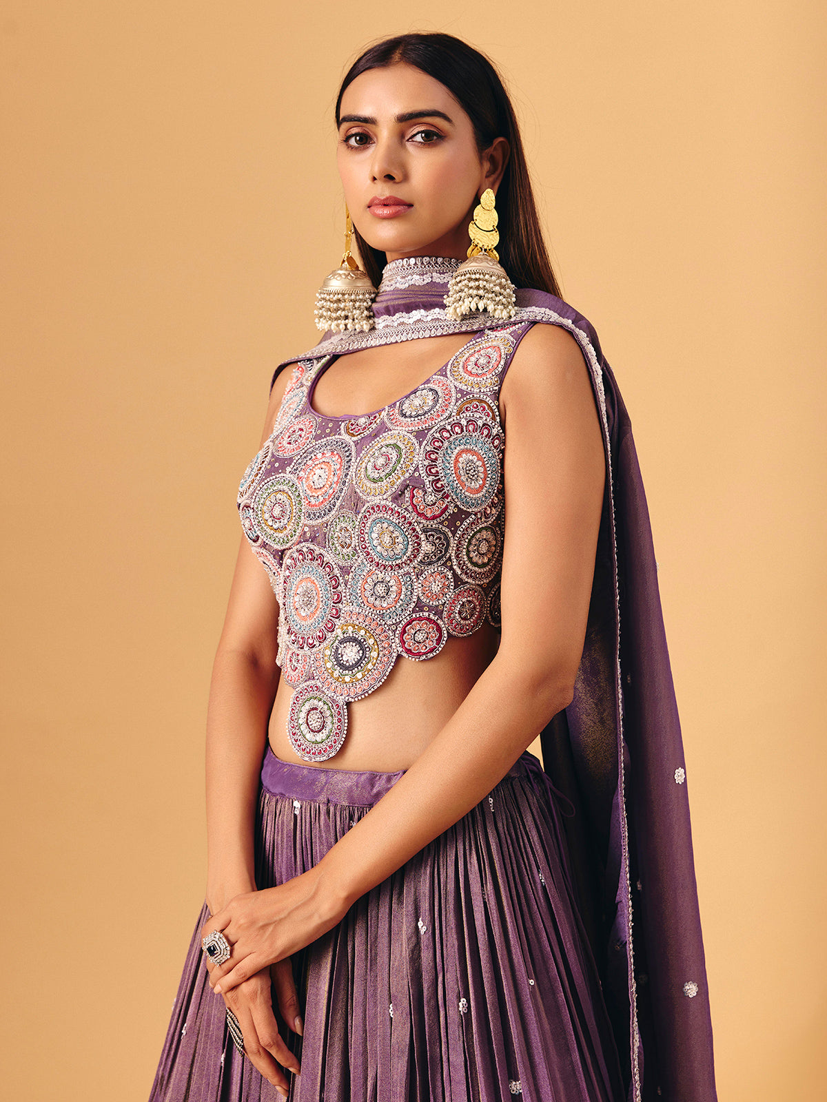 Pastel purple silk lehenga choli subtle festive elegance for women