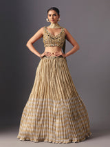 Pastel beige silk designer lehenga choli with elegant dupatta style