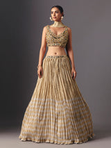 Pastel beige silk designer lehenga choli with elegant dupatta style