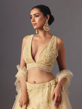 Yellow net designer lehenga choli with elegant dupatta for celebrations