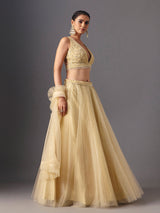 Yellow net designer lehenga choli with elegant dupatta for celebrations