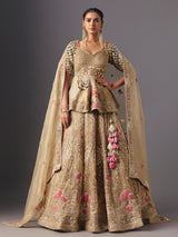 Golden tissue silk designer lehenga choli with elegant dupatta grace