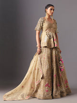Golden tissue silk designer lehenga choli with elegant dupatta grace