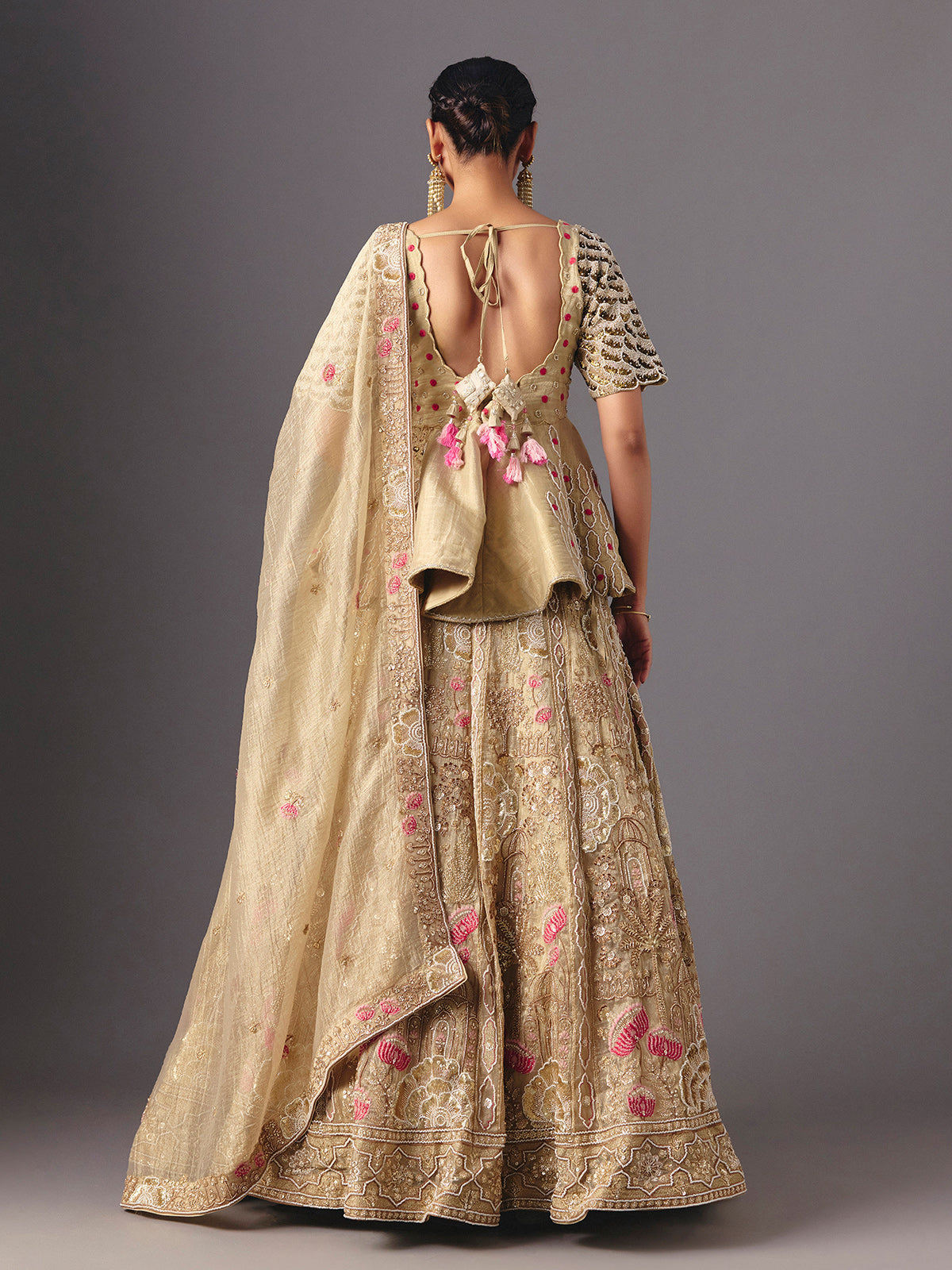 Golden tissue silk designer lehenga choli with elegant dupatta grace