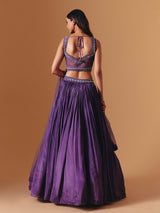 Dark purple chiffon georgette designer lehenga choli with elegant dupatta