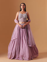 Lavender purple chiffon georgette designer lehenga choli with elegant dupatta