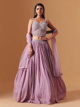Lavender purple chiffon georgette designer lehenga choli with elegant dupatta