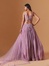 Lavender purple chiffon georgette designer lehenga choli with elegant dupatta