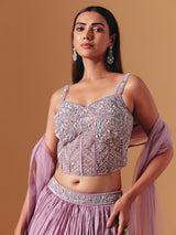 Lavender purple chiffon georgette designer lehenga choli with elegant dupatta