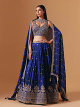 Royal blue silk designer lehenga choli with elegant dupatta glamour