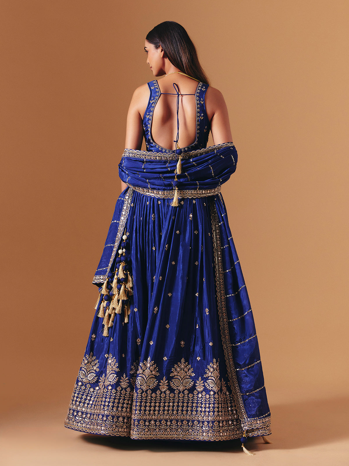 Royal blue silk designer lehenga choli with elegant dupatta glamour