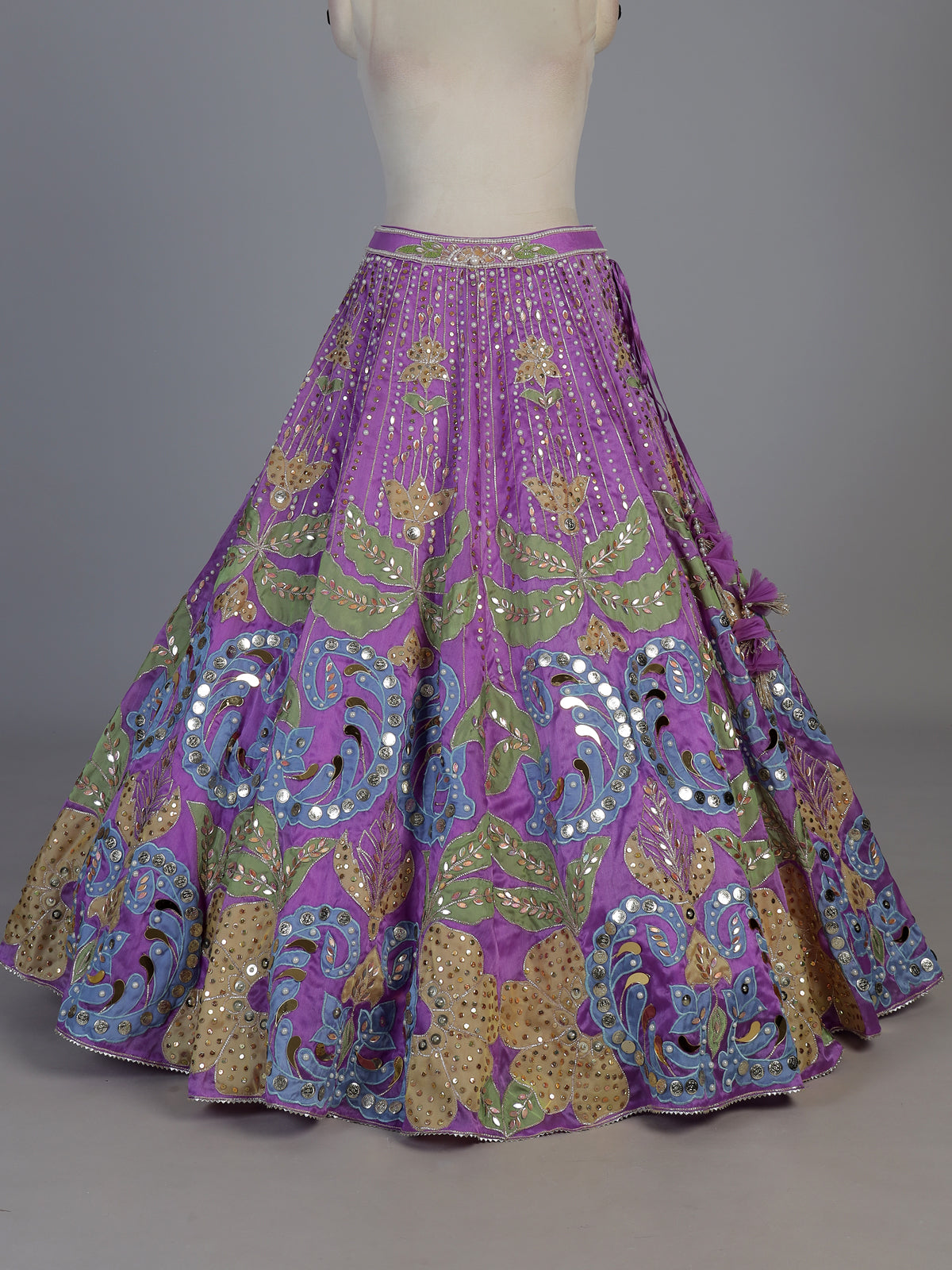 Purple silk cape designer party lehenga attire