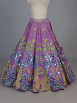 Purple silk cape designer party lehenga attire