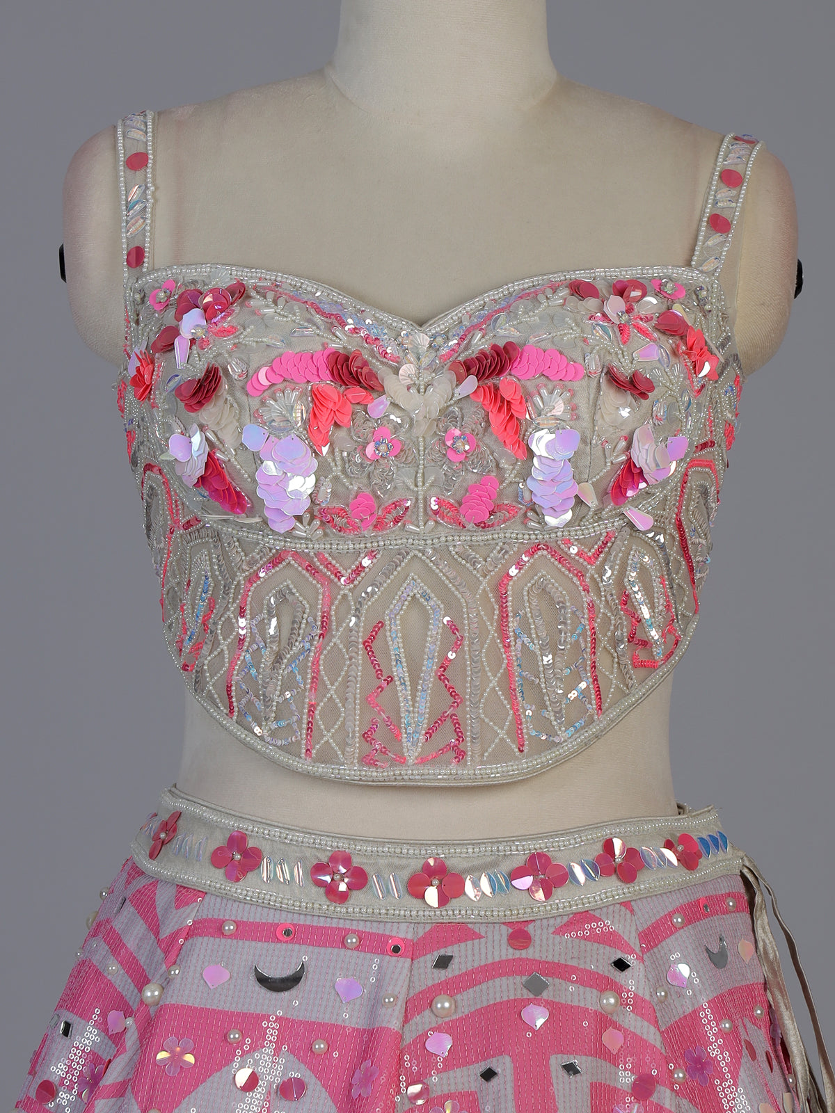 Pink silk cape style designer lehenga ensemble