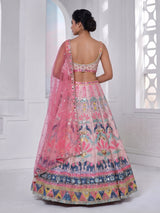 Pink raw silk elephant motif festive lehenga choli