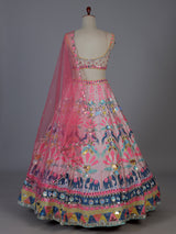 Pink raw silk elephant motif festive lehenga choli