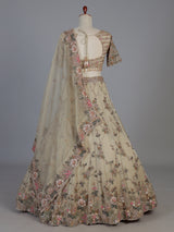 Gold shimmer silk embroidered festive lehenga choli