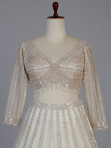 White net designer lehenga choli with embellished dupatta