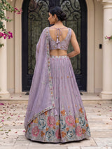 Lavender crepe silk floral garden lehenga ensemble