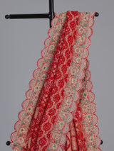 Red bandhani georgette heritage saree