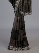 Grey dola silk embroidered occasion saree