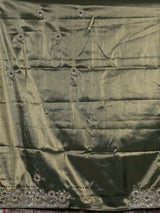 Green art tissue silk peacock embroidered designer saree