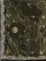 Green dola silk floral embroidered festive saree