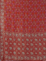 Red bandhani georgette heritage festive saree