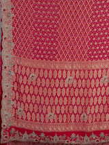 Rani pink bandhani georgette saree for wedding