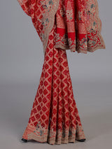 Red bandhani georgette royal saree
