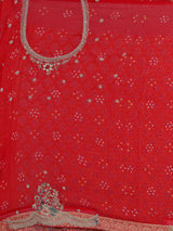 Red bandhani georgette royal saree