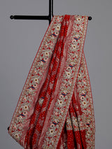 Red bandhani georgette festive saree