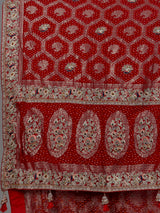 Red bandhani georgette festive saree