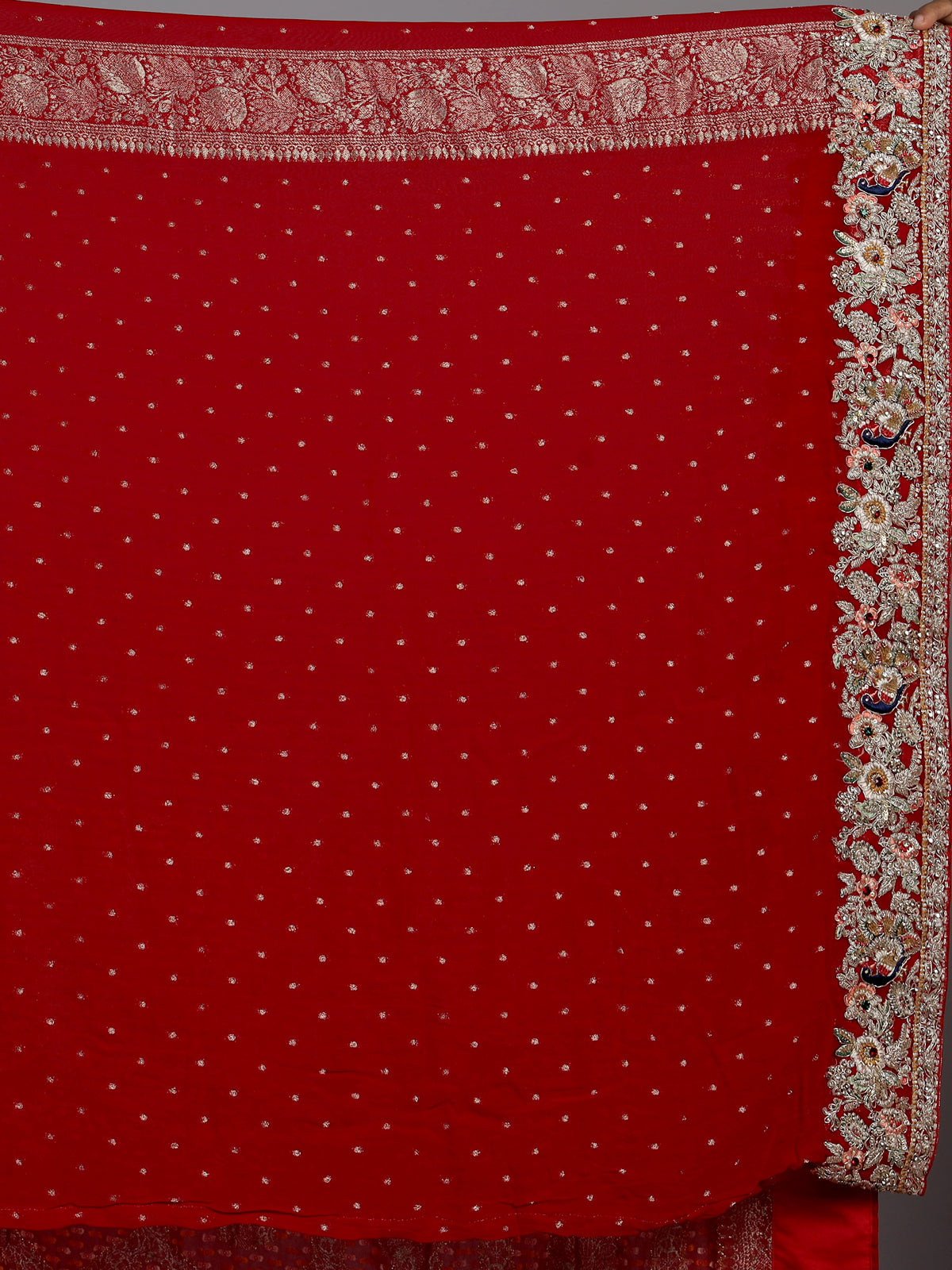 Red bandhani georgette festive saree