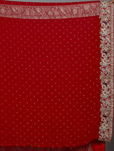 Red bandhani georgette festive saree