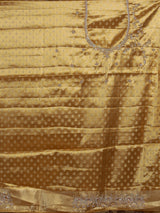 Mustard yellow tissue silk saree with floral print