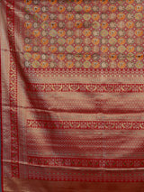 Red art tissue kanjivaram parrot border saree