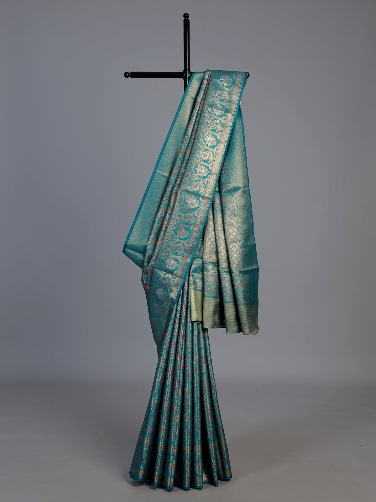Rama blue art tissue kanjivaram festive saree