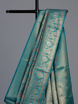 Rama blue art tissue kanjivaram festive saree